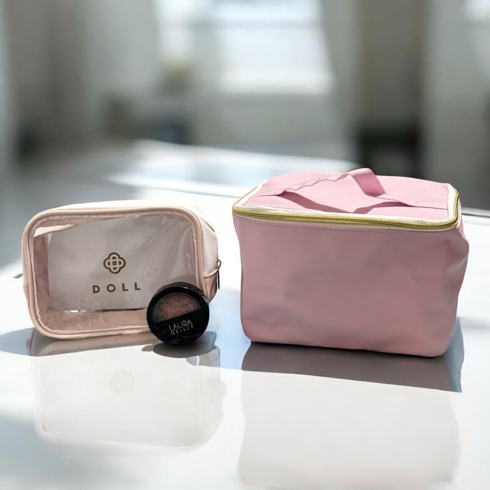 Pink Cosmetic Bag Set with Doll Logo